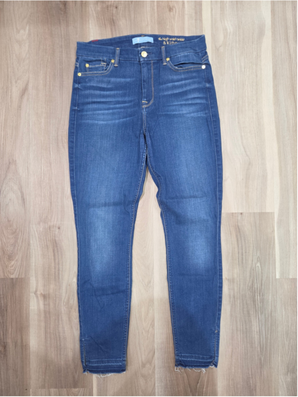 7 For All Mankind Women's High Waist Ankle Skinny Jeans Blue Size 28